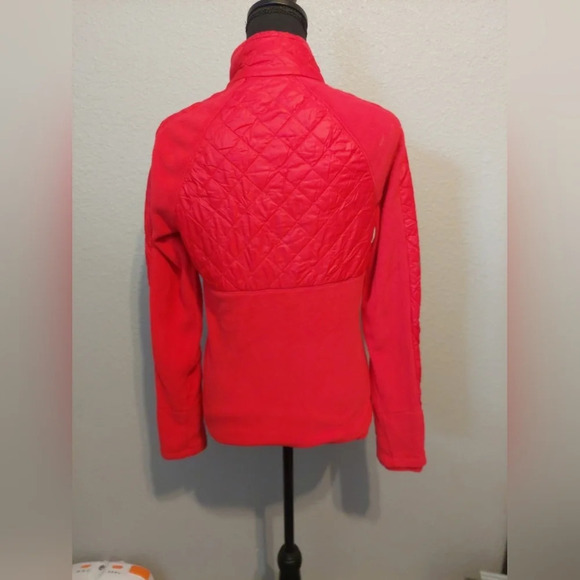 Athleta Vortex Halfzip Fleece Quilted Pullover Sweater Neon Pink Athleisure - Picture 3 of 12